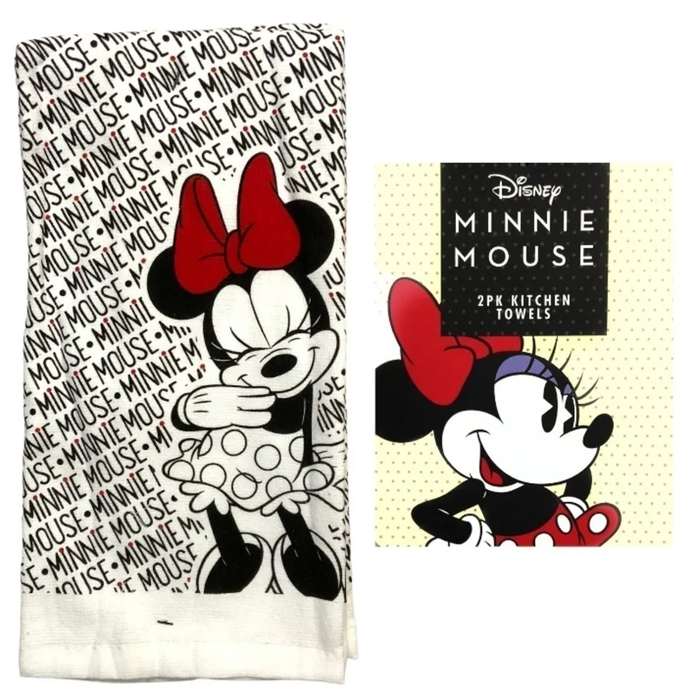 Kitchen Towels Disney Minnie Mouse Absorbent Terry Towels 2 Piece Set 16X26 in